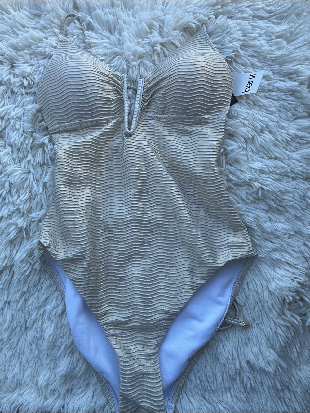 Bar III Gold Textured Wave One-Piece Swimsuit size XS